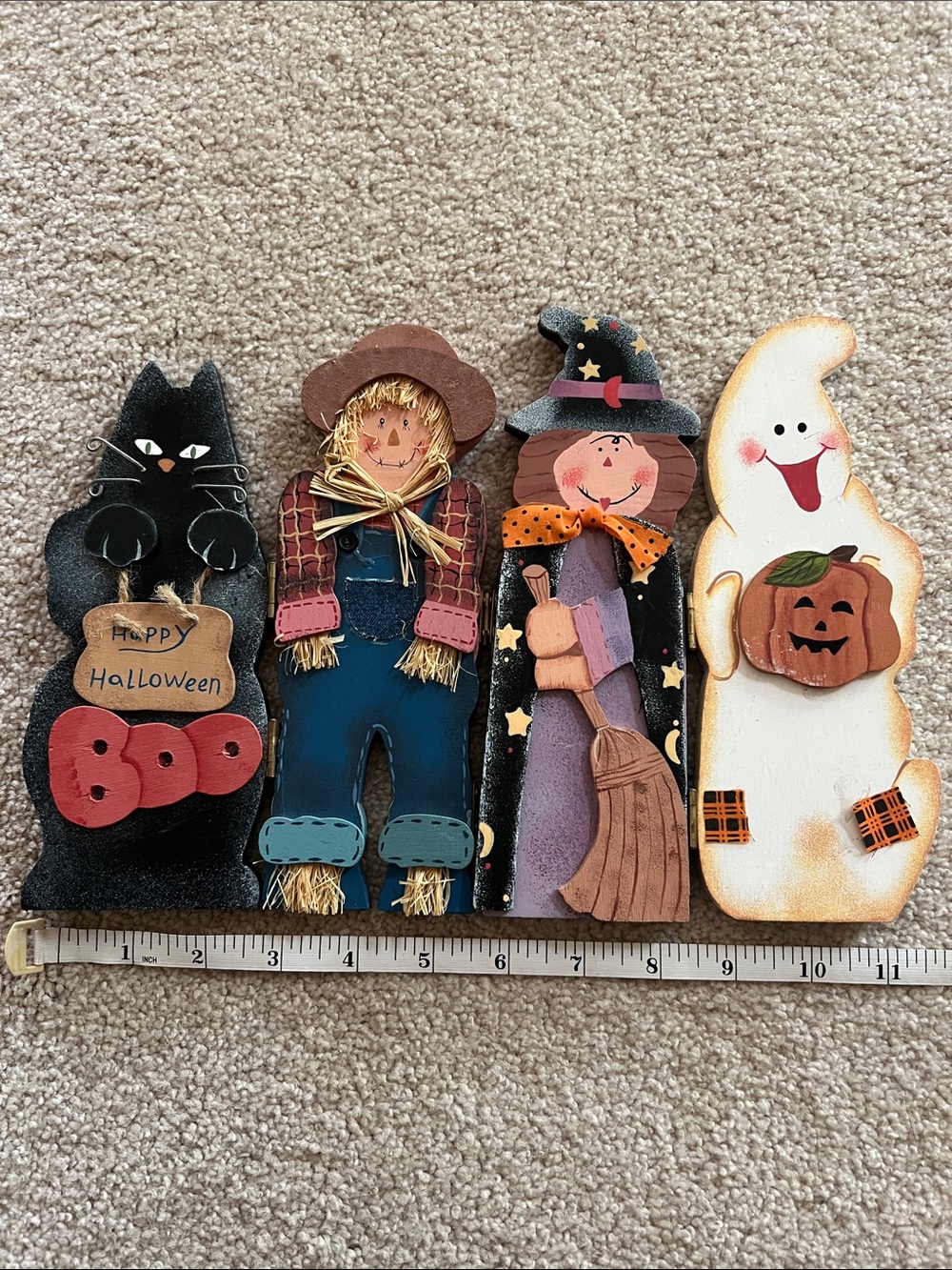 Adorable Halloween Folk Art Quartet - Black, Blue, Purple, White, Brown